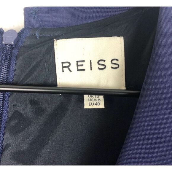 Reiss Navy Dress Angel Fitted Panel Short Sleeve size 8 - Picture 3 of 10